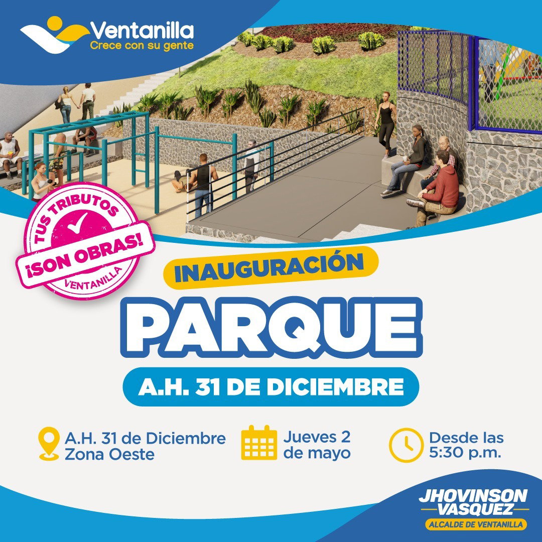 Municipalidad de Ventanilla inaugura parque recreativo en Pachacútec.|Municipalidad de Ventanilla inaugurará parque en Pachacútec.