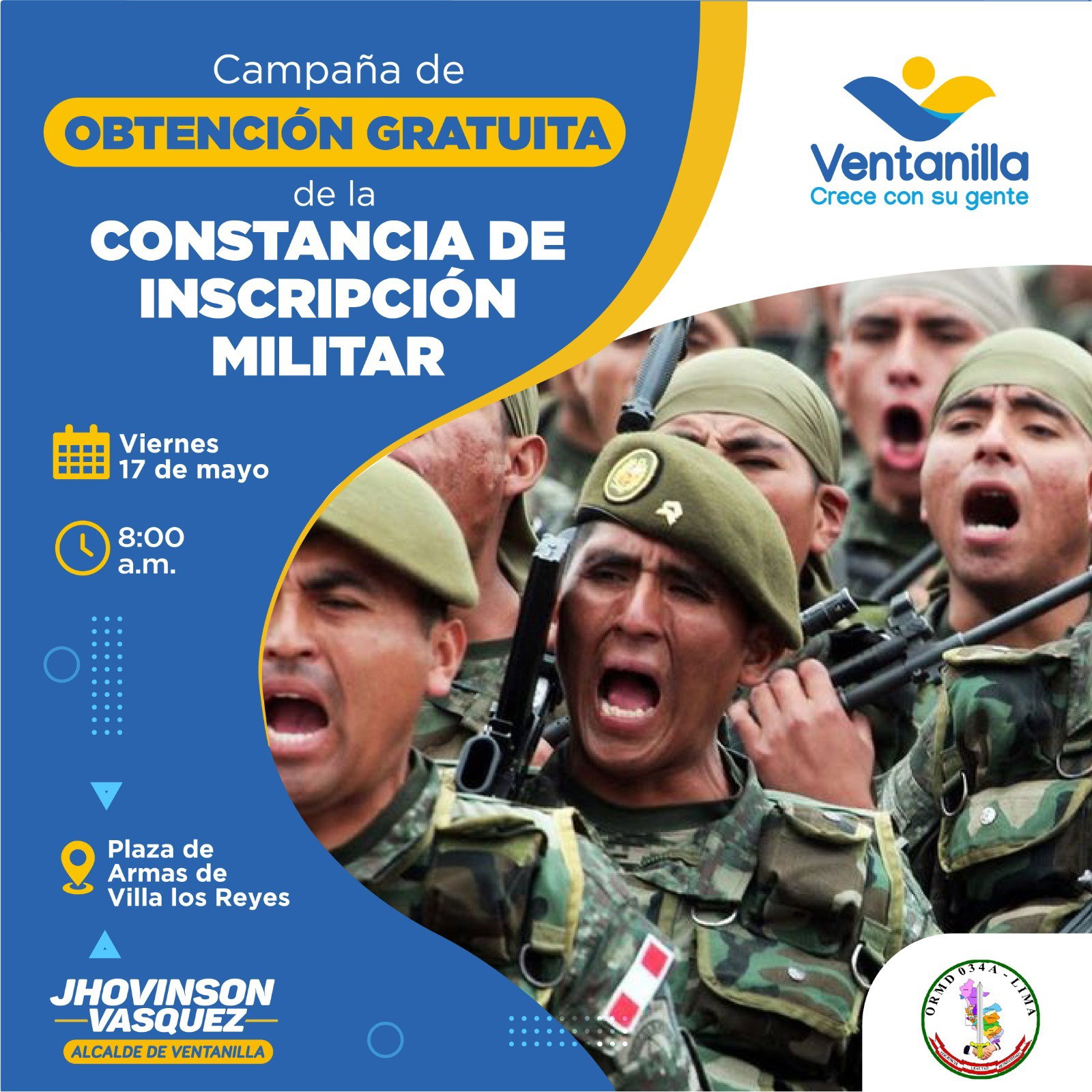 Ventanilla ofrece inscripción militar gratuita.|