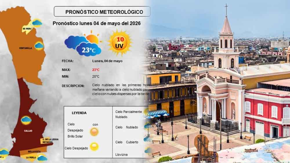Pronóstico del clima en el Callao, Bellavista, La Perla, La Punta y Ventanilla, hoy lunes 04 de mayo Pronóstico del clima en el Callao, Bellavista, La Perla, La Punta y Ventanilla, hoy lunes 04 de mayo