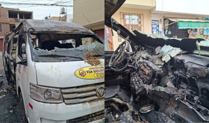 Terror en el Callao: delincuentes incendian combi con un artefacto explosivo en plena madrugada