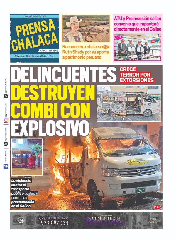 Portada de Delincuentes destruyen combi con explosivo, 9 de julio 2026