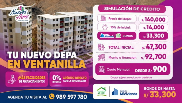 Inmobiliaria Nuevos Aires de Ventanilla impulsa el sueño del depa propio
