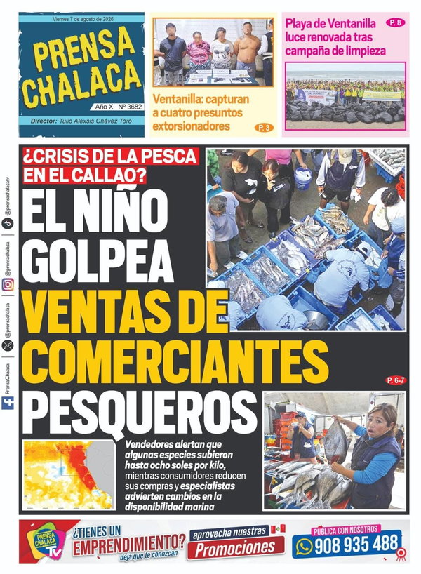 Portada de El Niño golpea ventas de comerciantes pesqueros, 7 de agosto 2026
