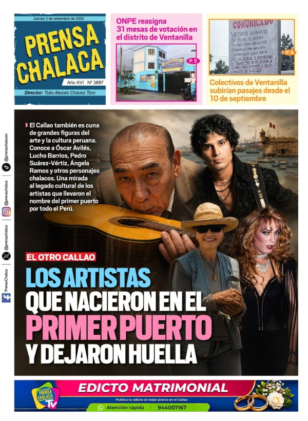 Portada de Los artistas que nacieron en el Primer Puerto y dejaron huella, 3 de septiembre 2026