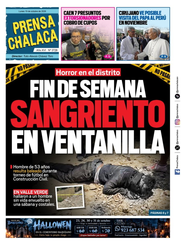 Portada de Fin de semana sangriento en Ventanilla, 19 de octubre 2026